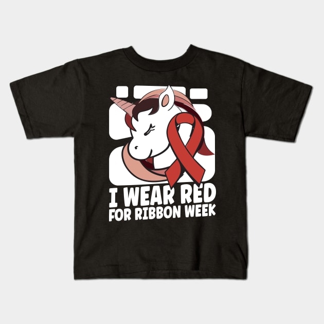 I Wear Red For Ribbon Week Kids T-Shirt by Jabir